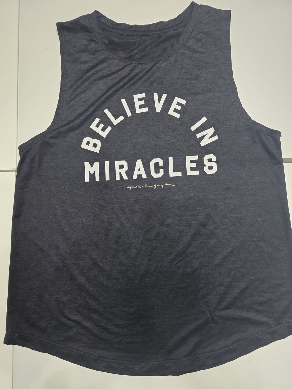 Spiritual Gangster Believe In Miracles Black Graphic Muscle Tank